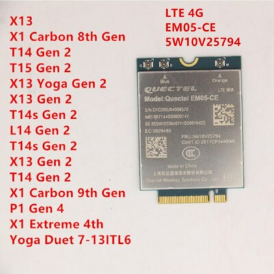 EM05-CE LTE 4G Module for Lenovo ThinkPad X1 Carbon 8th/9th T14 T15 T14s Gen 2