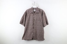 Vtg 90s Streetwear Mens Large Faded Geometric Short Sleeve Collared Button Shirt