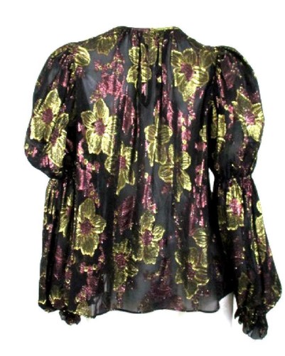 ULLA JOHNSON ASTER FIL COUPE SCHWARZ METALLIC SEIDENMISCHUNG BLUSE GR.6 - Bild 3 von 4