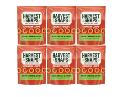 (8 PACK) Harvest Snaps Baked Red Lentil Crunchy Loops 2.5oz - Sour Cream & Onion