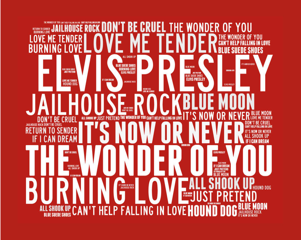 Elvis Print Trouble Lyrics  Unique Wall Art from Moonshine Prints