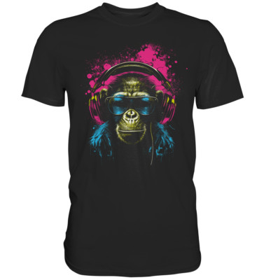 Monkey DJ mit Kopfhörer und Sonnenbrille T-Shirt | Lustige Affen Musik Geschenk