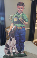 Vintage John Deere Ertl Toy Tractor 3' Stand-up Advertising Display + Boy & Dog