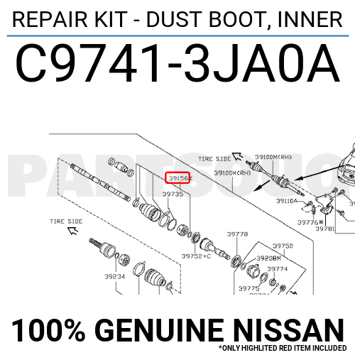C97413JA0A Genuine Nissan REPAIR KIT - DUST BOOT, INNER C9741-3JA0A | eBay