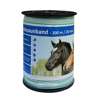 Weidezaunband 20 mm weiss-grün 0.15Ohm/m 2Kupfer+3Niroleiter 200 m