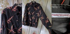 VTG YASHI YAMAMURI ITALY MEN'S BUTTON SHIRT BLACK RED GOLD ACETATE RAYON GUC L