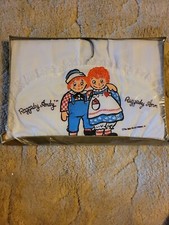 Raggedy Ann  Andy Vintage White Fabric Diaper Stacker Storage Collectibles RARE