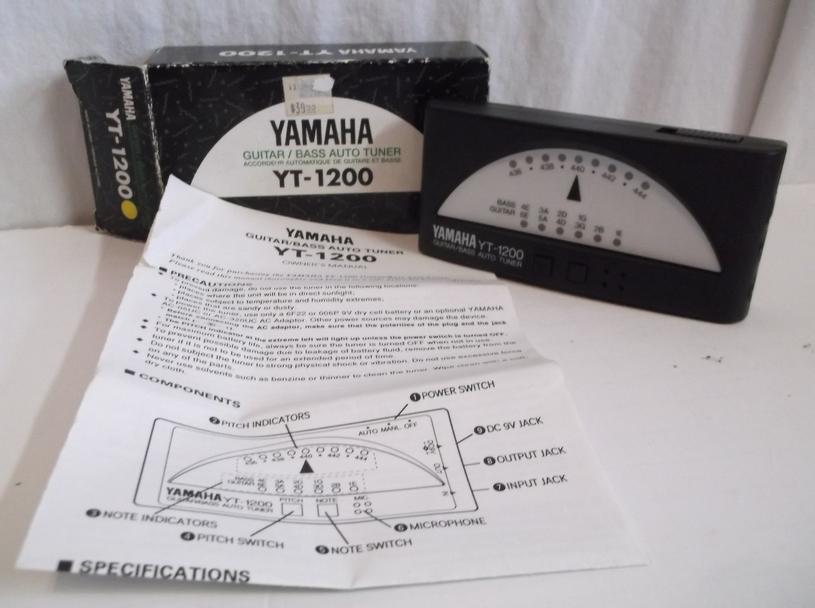 Yamaha YT1200 Guitar / Bass Auto Tuner In Box w/ Manual Musician's