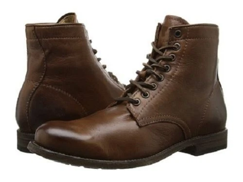 Handmade Men lace up vintage brown ankle boot, Men antique brown biker boot 7-17