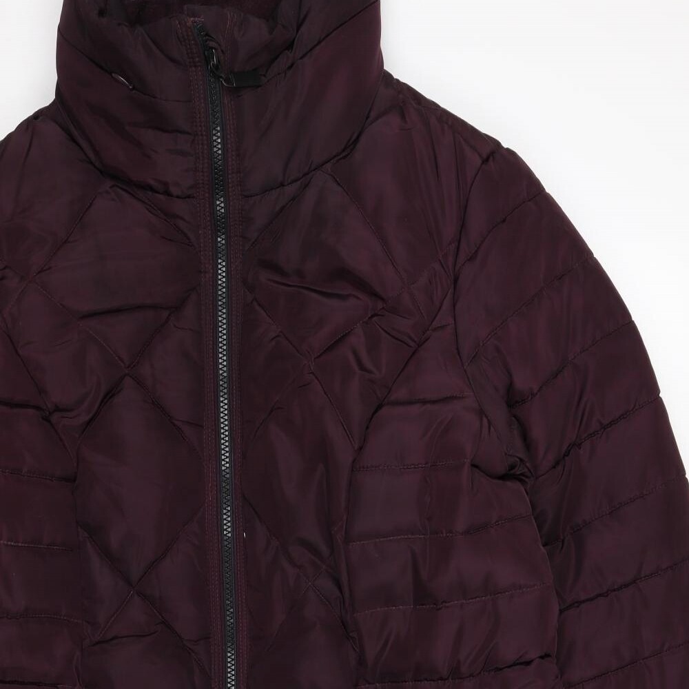 Marks and Spencer Womens Purple Quilted Coat Size 14 Zip eBay