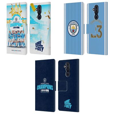 MANCHESTER CITY MAN CITY FC 2023 CHAMPIONS LEATHER BOOK CASE FOR NOKIA PHONES