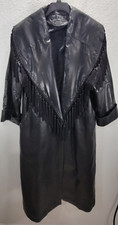 Vtg Marc Buchanan Womens Long Fringed Soft Leather Jacket Xxl Black