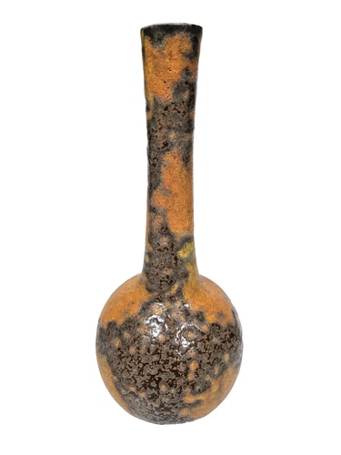 Vtg  Royal Haeger Sunset Orange Peel  Pottery Bud Vase Volcanic Lava Glaze 10"