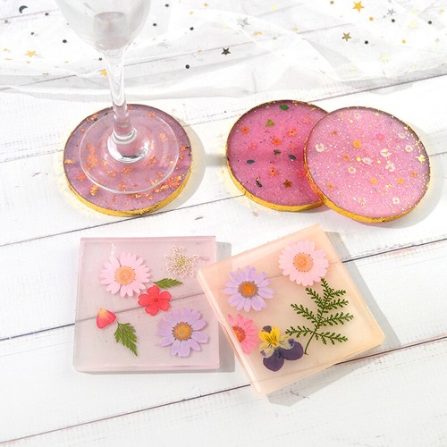 4 Pack Round and Square Shape Coaster Base Silicone Mold Resin Epoxy UV O6 - Picture 4 of 7