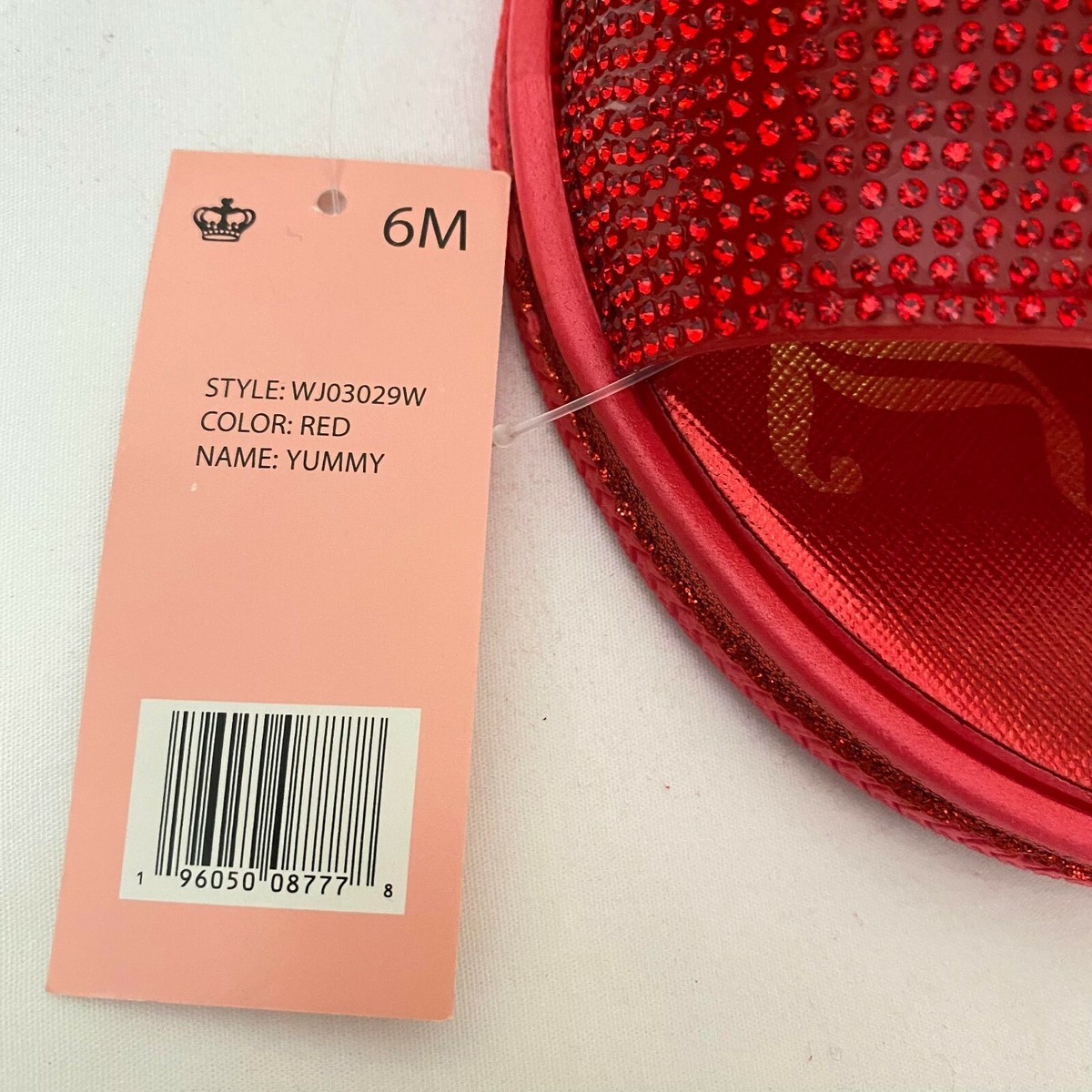 yummyページ NWT! Juicy Couture Yummy Beaded Slip On Slides Sandals Ruby