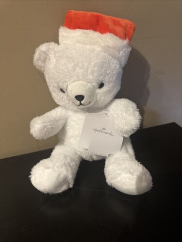 Hallmark White Bear In Santa Hat 10” Plush - NWT - - Picture 2 of 13