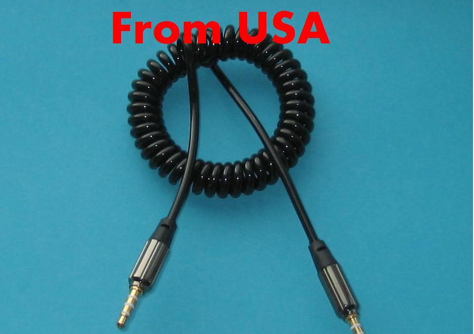 2X Pack Coiled Aux Cable Car Stereo Wire Audio Speaker Cord 3.5mm for