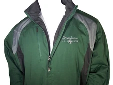 Antigua Large Green/Gray Poly Full Zip Golf Jacket Greenbriar Logo
