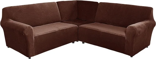7 Seater L Shape Sofa Cover Velvet 3-Piece Corner Sectional Couch Sofa Slipcover - Picture 101 of 103