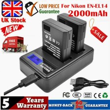 2 x EN-EL14 EN-EL14a Battery / Charger For Nikon D5600 D5500 D5300 D5200 COOLPIX