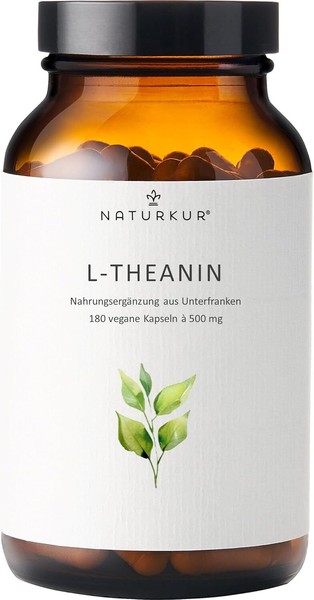 Naturkur® L-Theanin 500Mg - 180 Kapseln Im Apothekerglas - Vegan-image