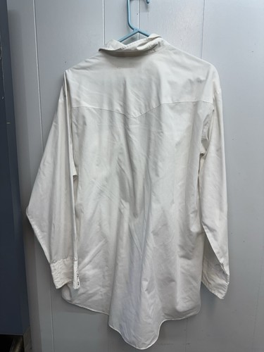 Vtg Ely Plains Pearl Snap Western Shirt Men’s Size 18 34/35 White Long Sleeve - Picture 7 of 9