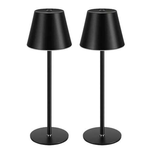 s Rechargeable Table Lamp, LED Cordless Table Lamp, Modern 2 Pack Black(2-Pack)