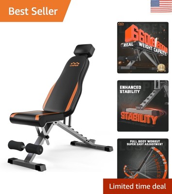 Adjustable Weight Bench - 800lb Capacity, Enhanced Stability, Full-Body Workout