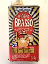 Brasso Metal Polish Original Form. 8floz Copper,...Vintage Metal Can 75-80% Full