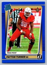 2021 Panini Donruss - Rated Rookie Press Proof Blue #342 Payton Turner (RC)