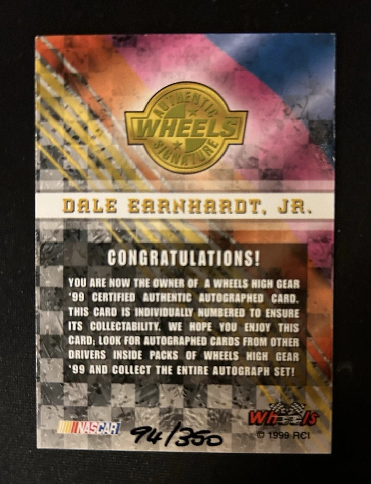 1999 AUTHENTIC WHEELS SIGNATURE AUTO DALE EARNHARDT JR. /350 HOF - Image 2 of 2