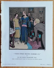 Art Deco Gazette de Bon Ton Pochoir Vous etiez haute by Brissaud - 1920