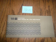 1968 Pontiac Owner Protection Plan New Vehicle Warranty Pamphlet Glove - 8/18AC