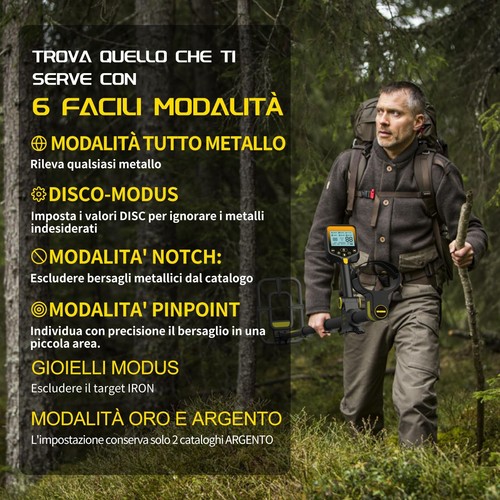 Metal Detector Professionale Pieghevole e Portatile Batteria Ricaricabile al - Foto 3 di 7