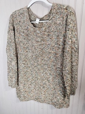 AproductZ GermanSweater Womens 18 Multicolor Open Knit Scoop Neck Pullover
