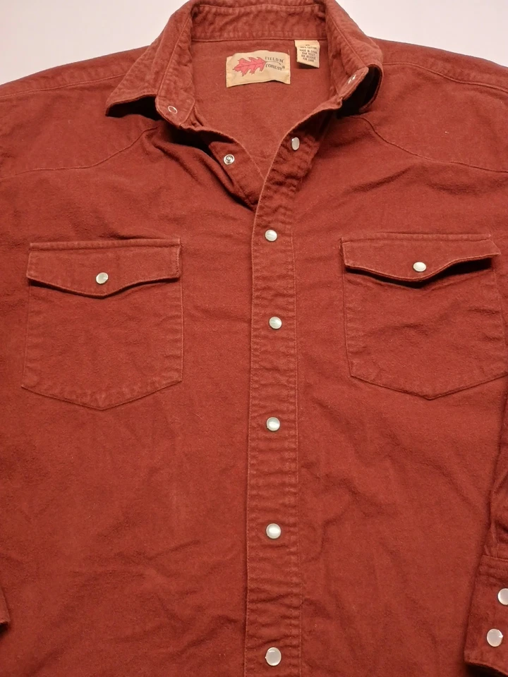 Camisa masculina Field n Forest de algodão flanela manga longa tamanho XL marrom - Imagem 2 de 4