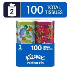 Kleenex Perfect Fit Facial Tissues 2 Canister Boxes 50 Tissues Each 2 Ply
