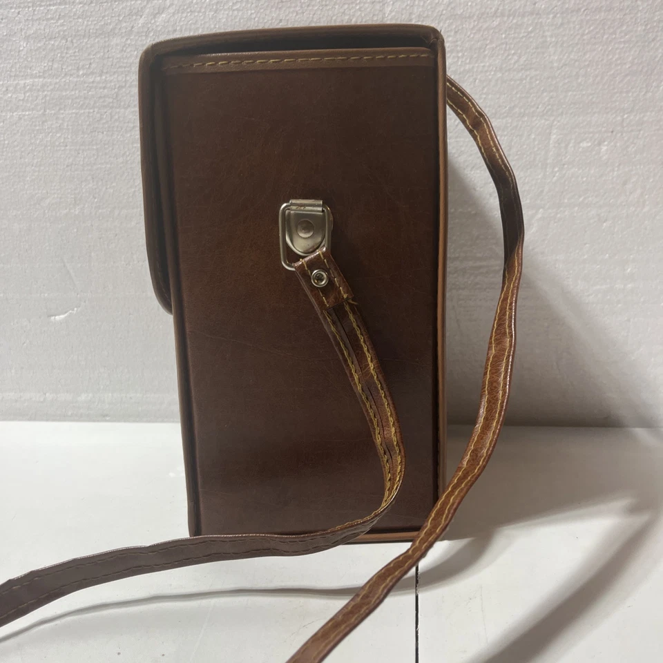 Bolsa de couro vintage dos anos 70 estojo rígido para câmera Kodak Polaroid - Imagem 2 de 4