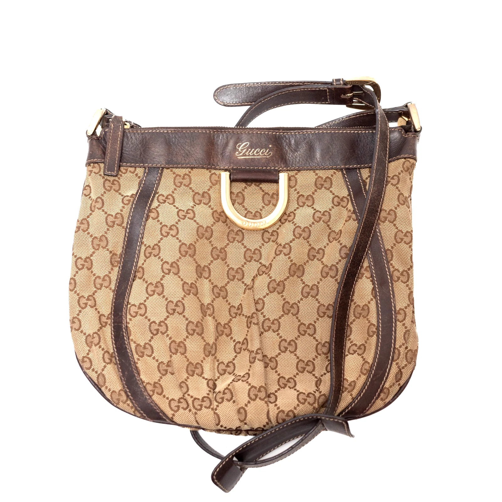 Borsa a tracolla Gucci GG Canvas Abbey marrone oro originale dal GIAPPONE