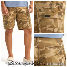 Men's Wrangler Cargo Shorts Stretch Relaxed Fit Khaki Beige Tan Camo ALL SIZES