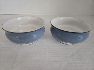 2 Denby Stoneware England Castille Blue 5.5'' Footed Soup Bowls Retired FREE SHIP