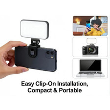 Rechargeable Clip-On LED Fill Light: 3 Modes for Selfies, Tiktok Videos Video