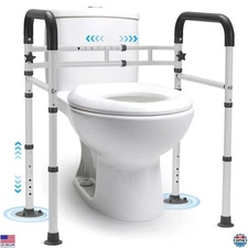 Careboda Adjustable Toilet Safety Frame with Non-Slip Handles - Supports 300lbs