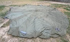 VINTAGE USAF MILITARY VIETNAM WAR GREEN 24 FT OD PARACHUTE CANOPY CUT EDGE WOW!