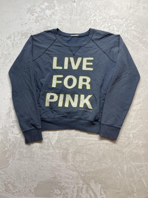 Victorias Secret Pink Sweatshirt Womens Medium Live For Pink Pullover Neon Lette