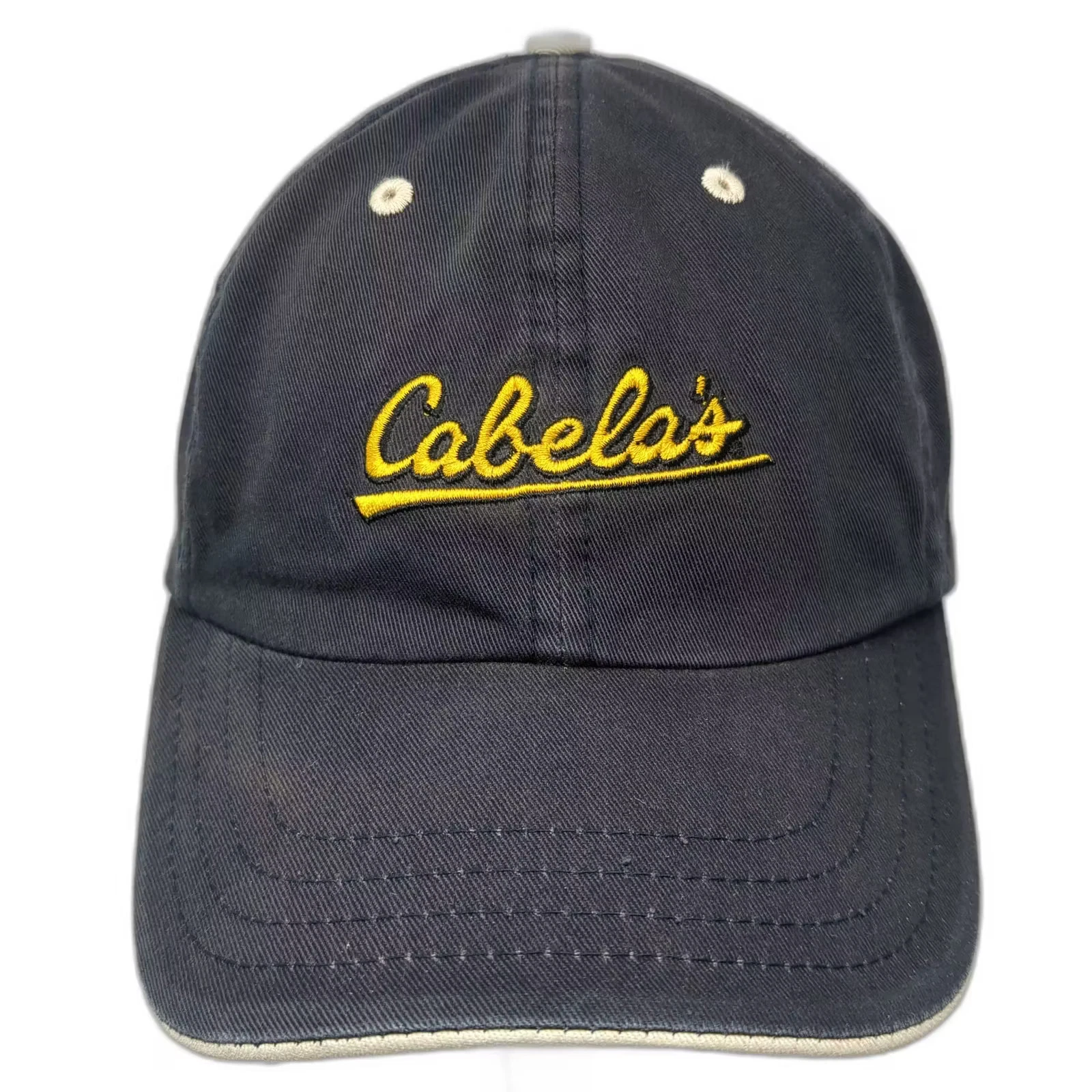 Cabela's Baseball Cap Blue Yellow OS Embroidered Slideback Cotton Adjustable Hat
