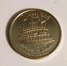 Disneyland Mark Twain The Magic Kingdom Gold Tone Aluminum Coin 1955