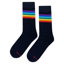 NWT Rainbow Frenzy Dress Socks Novelty Men 8-12 Black Crazy Fun Sockfly