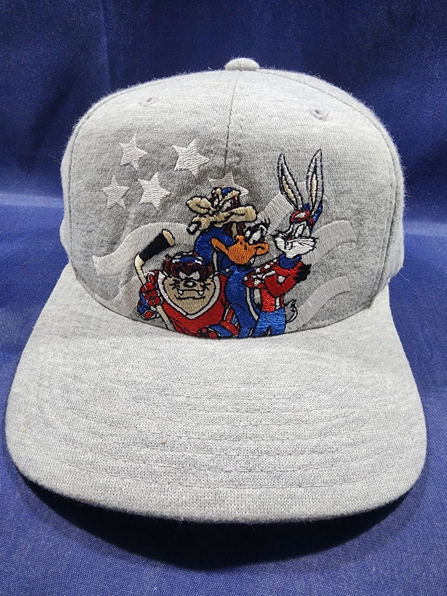Casquette Vintage Bugs Bunny Looney Tunes - Six Flags, Années 90, Gris/noir, Snapback