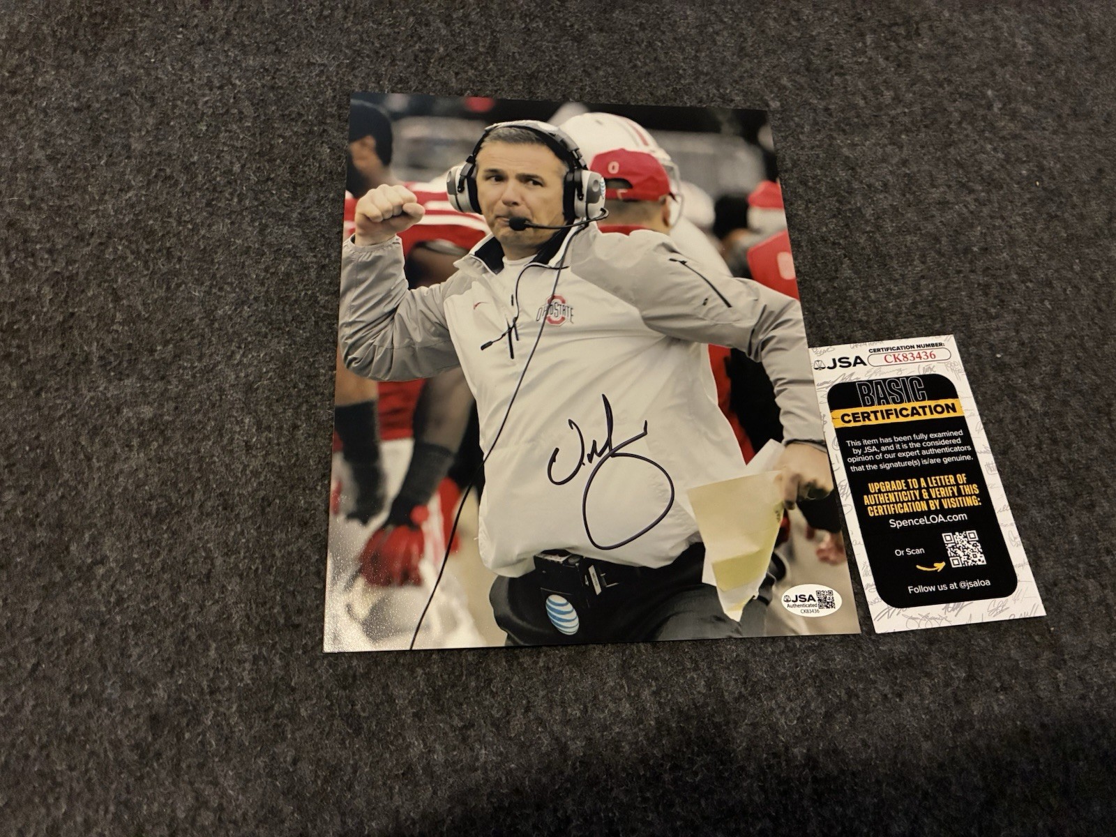 Urban Meyer Autographed Signed Ohio State Buckeyes 8x10 Photo Jsa Coa 